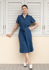 Alison Indigo Linen Shirt Dress