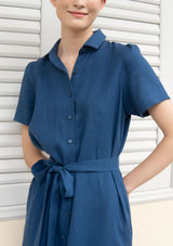 Alison Indigo Linen Shirt Dress