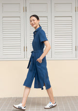 Alison Indigo Linen Shirt Dress