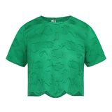 Arles Emerald Scallop Top - Cropped Length