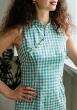 Colette Gingham Turquoise Cheongsam