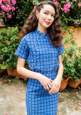 Opal Sapphire Gingham Cheongsam Top