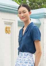 Penny Indigo Linen Blouse