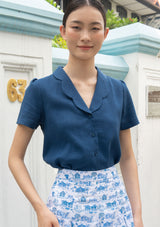 Penny Indigo Linen Blouse