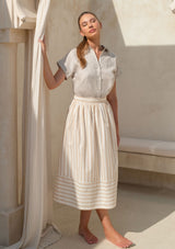 Yumiko Skirt in Oat Stripes