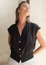 Vera Top in Onxy Linen