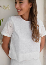 Arles Top in Anglaise Broderie