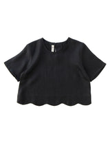 Arles Onxy Scallop Linen Top