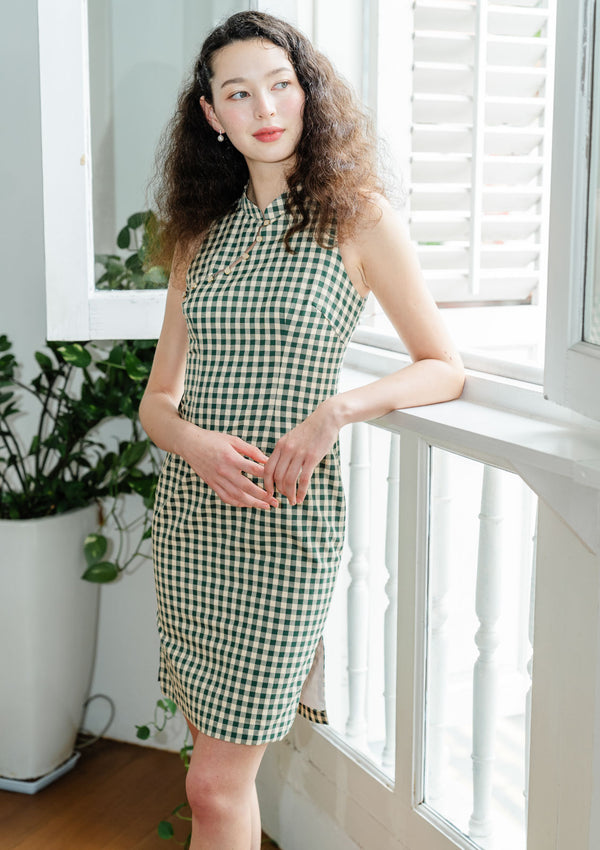 Colette Gingham Emerald Cheongsam