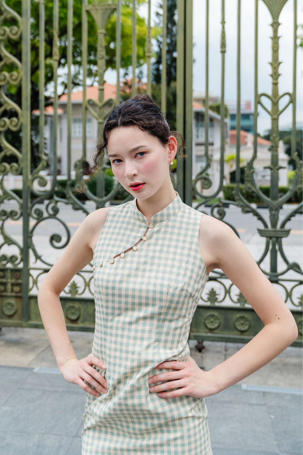Colette Gingham Mint Cheongsam