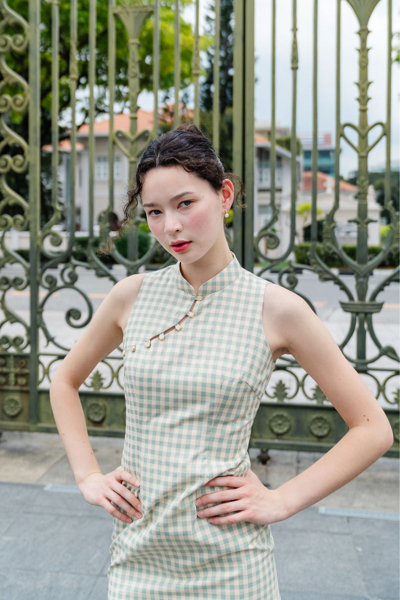 Colette Gingham Mint Cheongsam