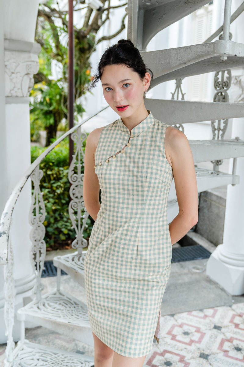 Colette Gingham Mint Cheongsam
