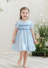 Charlotte Blue Meadow Heirloom Smocked Dress