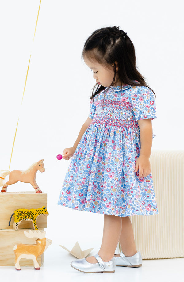 Charlotte Betsy Sapphire Heirloom Smocked Dress - Exclusive Print