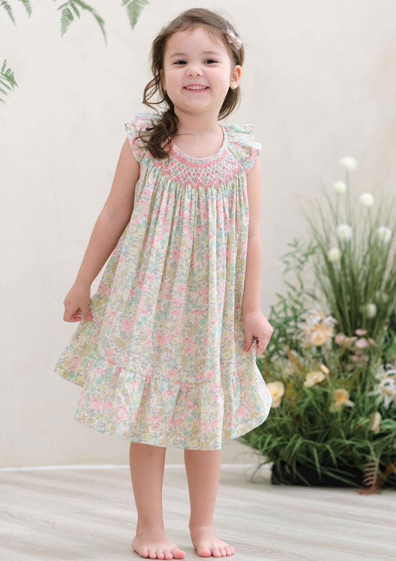 Elodie Violetta Buttercup Heirloom Smocked Dress