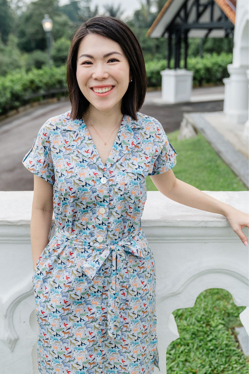 Gigi Hello Zoo Teal Shirt Dress