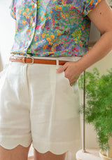Joni Shorts in Meringue Linen Bloom