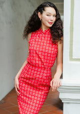 Jade Ruby Gingham Cheongsam Top