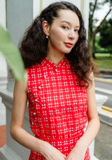 Jade Ruby Gingham Cheongsam Top