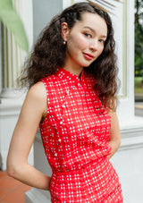 Jade Ruby Gingham Cheongsam Top