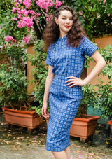 Opal Sapphire Gingham Cheongsam Top