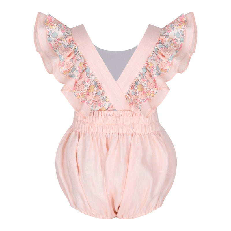 Hana Betsy Peach Linen Romper