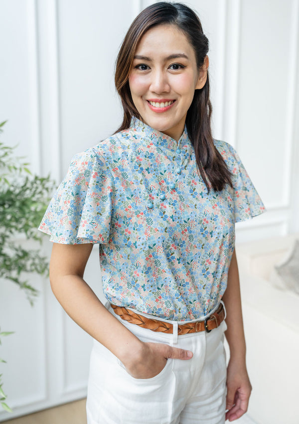 Myra Periwinkle Cheongsam Top