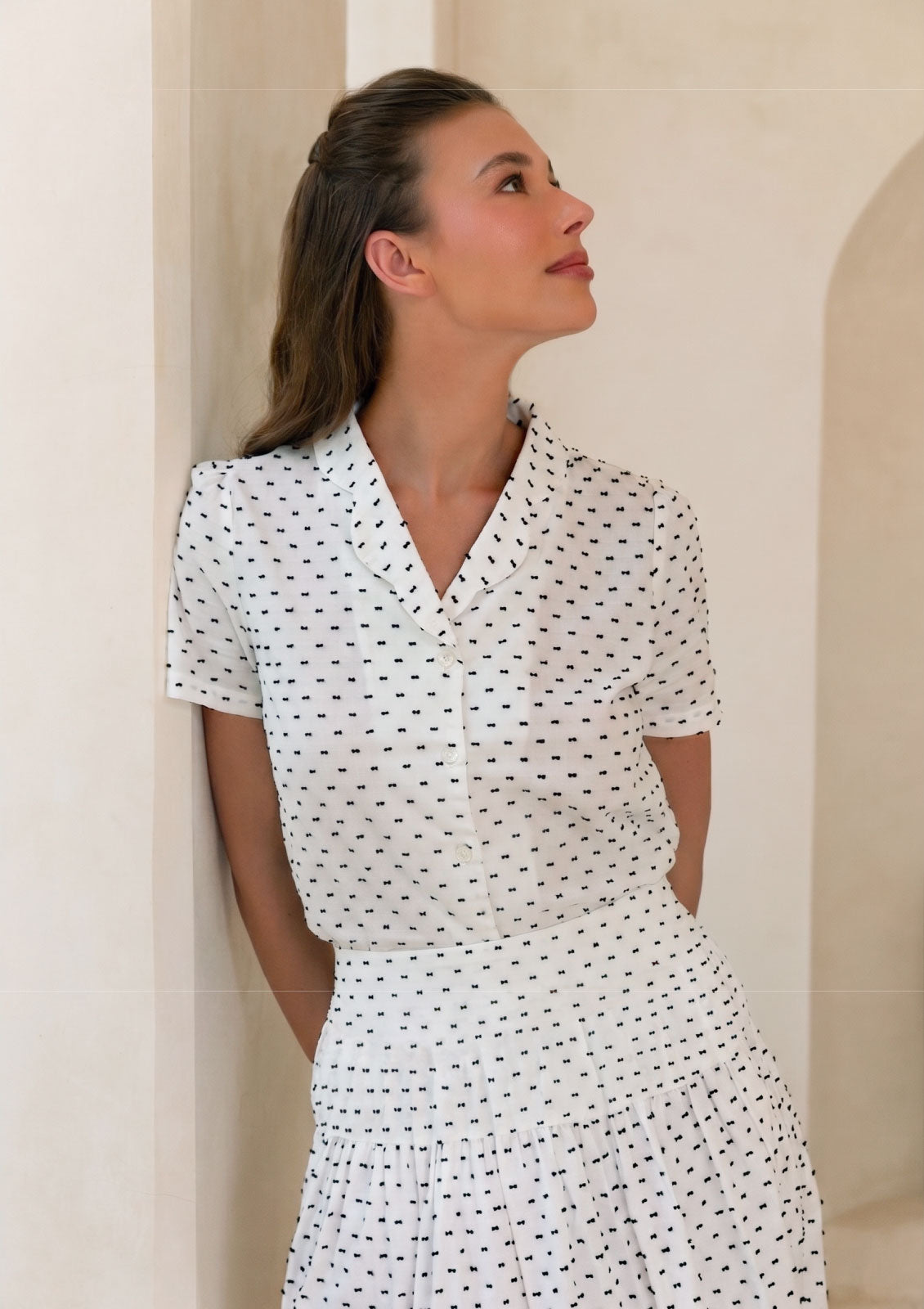 Penny Blouse in Meringue Dots – Elizabeth Little