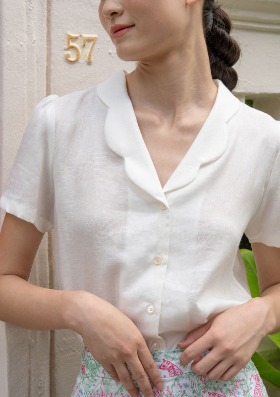 Penny Meringue Linen Blouse