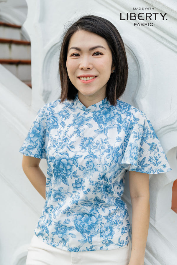 Taylor Regency Blue Cheongsam Top