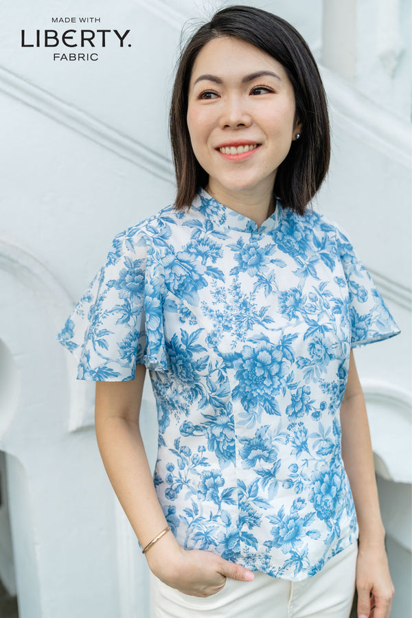 Taylor Regency Blue Cheongsam Top