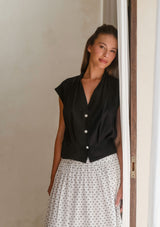 Vera Top in Onxy Linen