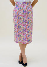 Bridgette Painted Blooms Pink Pencil Skirt