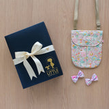 Gift Set - Mini Messenger Bag with Bow Clips - Betsy Pink