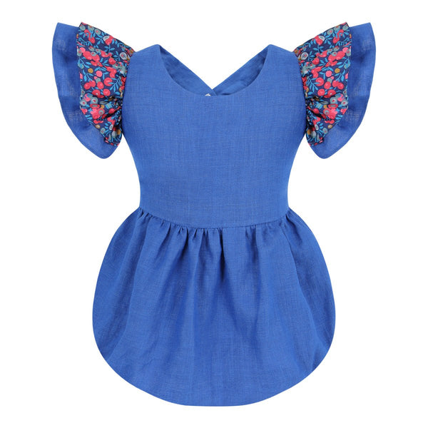 Hana Blueberry Linen Romper - Online Exclusive