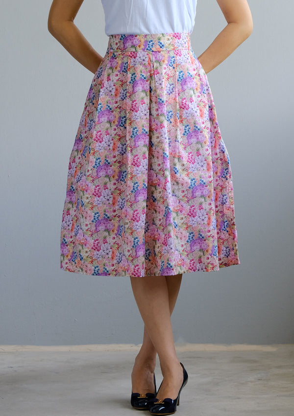 Yumi Painted Blooms Pink Skirt