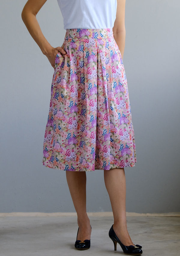 Yumi Painted Blooms Pink Skirt