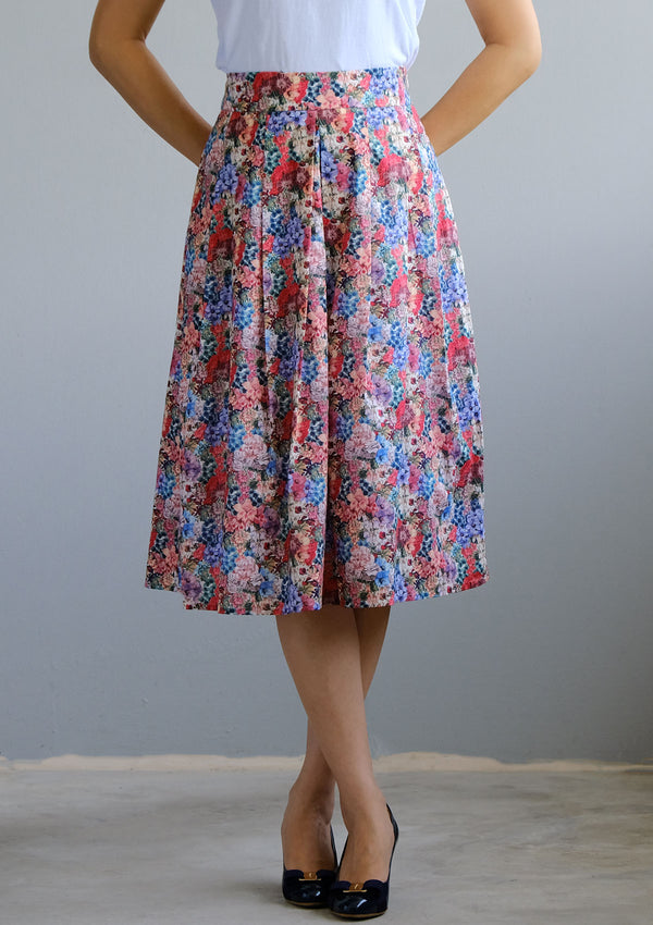 Yumi Painted Blooms Red Skirt - Made to Order