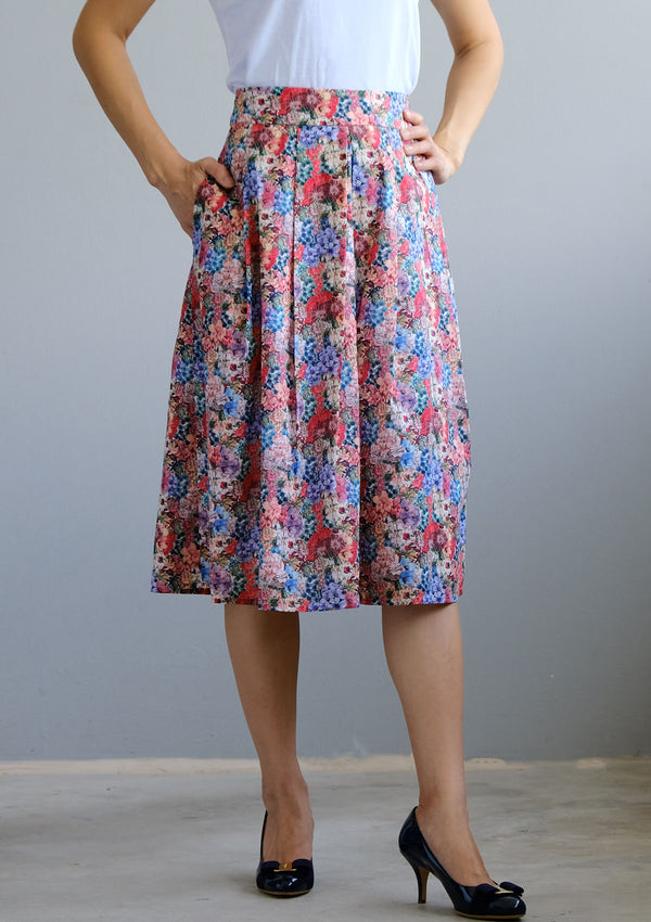 Yumi Painted Blooms Red Skirt - Made to Order